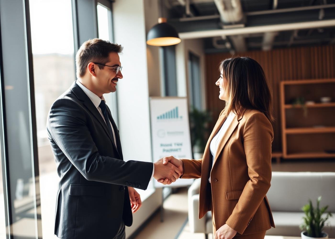 An insurance advisor meeting a client in an office
